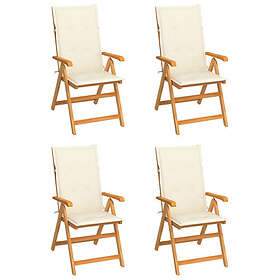 vidaXL Trädgårdsstolar med gräddvita dynor 4 st massiv teak 3065532