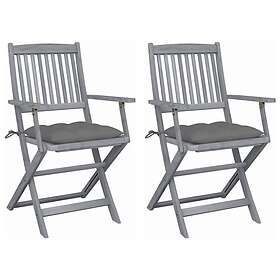 vidaXL Foldbare Have stole med hynder 2 stk Massivt Akacietræ 3064498