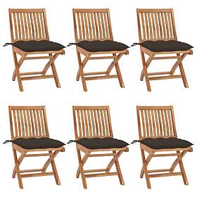 vidaXL Chaises de jardin pliantes avec coussins Ensemble de 6 teck massif 307285
