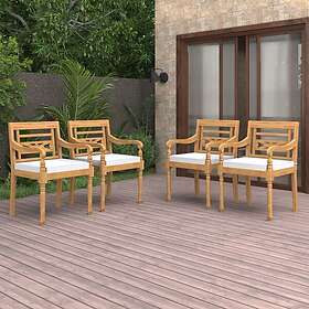 vidaXL Bataviastolar med dynor 4 st massiv teak 3087054