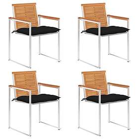 vidaXL Trädgårdsstolar med dynor 4 st massivt akaciaträ 3078492