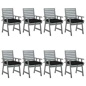 vidaXL Trädgårdsstolar med dynor 8 st massivt akaciaträ 3078453