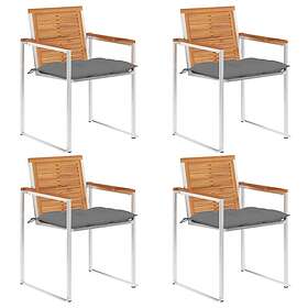vidaXL Trädgårdsstolar med dynor 4 st massivt akaciaträ 3078486