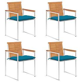 vidaXL Trädgårdsstolar med dynor 4 st massivt akaciaträ 3078489