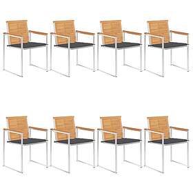vidaXL Trädgårdsstolar med dynor 8 st massiv teak 3078608