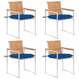 vidaXL Trädgårdsstolar med dynor 4 st massiv teak 3078579