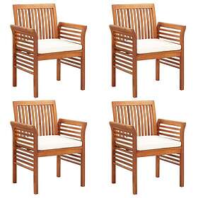 vidaXL Trädgårdsstolar med dynor 4 st massivt akaciaträ 3120450