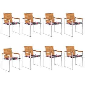 vidaXL Trädgårdsstolar med dynor 8 st massivt akaciaträ 3078537