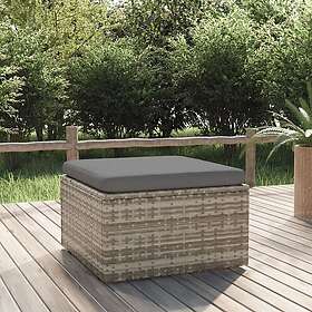 vidaXL Fotpall med dyna för trädgården grå 55x55x30 cm konstrotting 318668