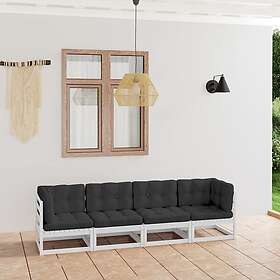 vidaXL Trädgårdssoffa 4-sits med dynor massiv furu 3076410