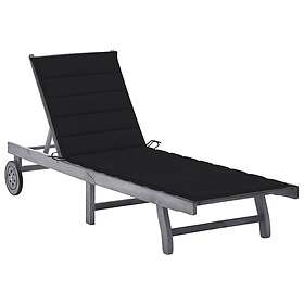 vidaXL Chaise longue med dyna grå massivt akaciaträ 3061366