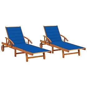 vidaXL Bain de soleil 2 pcs bois d'acacia massif avec coussins