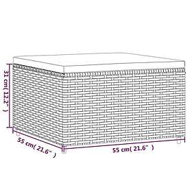 vidaXL Fotpall med dyna för trädgården brun konstrotting 319836