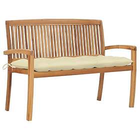 vidaXL Stapelbar trädgårdsbench med dyna 128.5 cm massiv teak 3063296