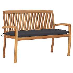 vidaXL Stapelbar trädgårdsbänk med dyna 128,5 cm massiv teak 3063294