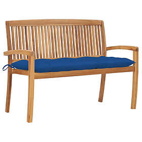 vidaXL Stapelbar trädgårdsbench med dyna 128.5 cm massiv teak 3063304