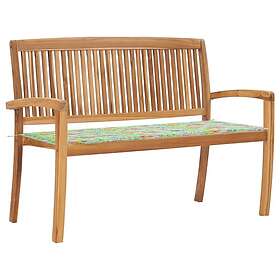 vidaXL Stapelbar trädgårdsbench med dyna 128.5 cm massiv teak 3063291