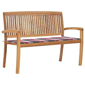 vidaXL Stapelbar trädgårdsbänk med dyna 128,5 cm massiv teak 3063292