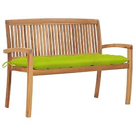 vidaXL Stapelbar trädgårdsbänk med dyna 128,5 cm massiv teak 3063305