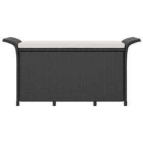 vidaXL Trädgårdsbänk med dyna svart 116x46x57 cm konstrotting 363417