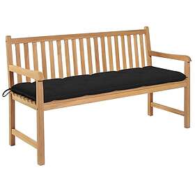 vidaXL Trädgårdsbench med svart dyna 150 cm massiv teak 3062725