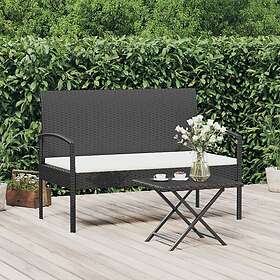 vidaXL Trädgårdsbench med dyna svart 105 cm konstrotting 362166