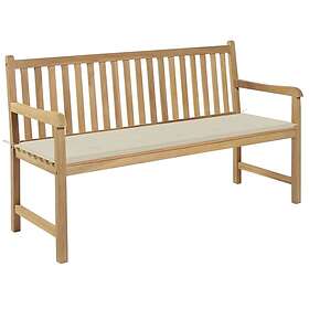 vidaXL Trädgårdsbench med gräddvit dyna 150 cm massiv teak 3062705