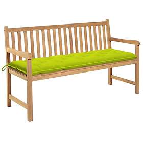 vidaXL Trädgårdsbench med ljusgrön dyna 150 cm massiv teak 3062729