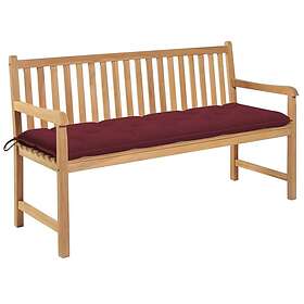 vidaXL Trädgårdsbench med vinröd dyna 150 cm massiv teak 3062727