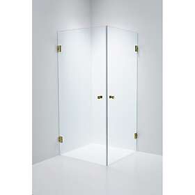 Duschbyggarna Duschhörn Twin Design 700x800mm 700x800 mm / Klarglas / Obehandlad mässing
