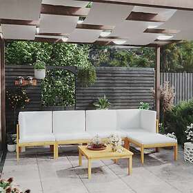 vidaXL Loungegrupp med dynor 6 delar gräddvit akaciaträ