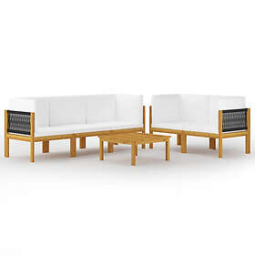 vidaXL Loungegrupp 6 delar med dynor gräddvit akaciaträ 3057886