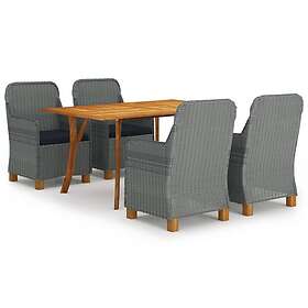 vidaXL Matgrupp för trädgården 5 delar ljusgrå 3072174