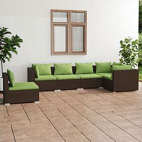 vidaXL Loungegrupp för trädgården med dynor 6 delar konstrotting brun 3102324