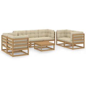 vidaXL Loungegrupp med dynor 8 delar massiv furu 3076507