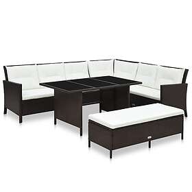 vidaXL Loungegrupp för trädgården med dynor 3 delar konstrotting brun 48153
