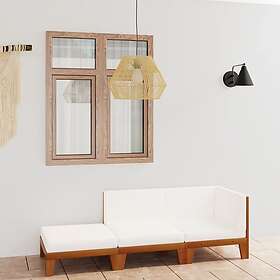 vidaXL Loungegrupp för trädgården med dynor 3 delar massivt akaciaträ 3058148