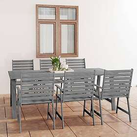 vidaXL Matryhmä för trädgården 7 delar grå massivt akaciaträ 3057856