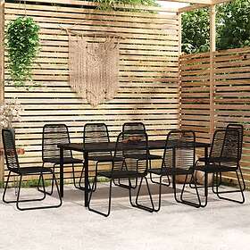 vidaXL Matgrupp för trädgården 9 delar svart 3099094