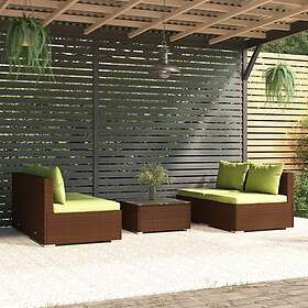 vidaXL Loungegrupp med dynor 5 delar konstrotting brun 3101444