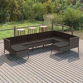 vidaXL Salon de jardin 9 pièces avec coussins poly rotin gris 3094434