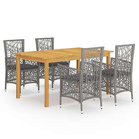 vidaXL Matgrupp för trädgården 5 delar grå 3067791