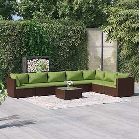vidaXL Loungegrupp med dynor 8 delar konstrotting brun 3101756