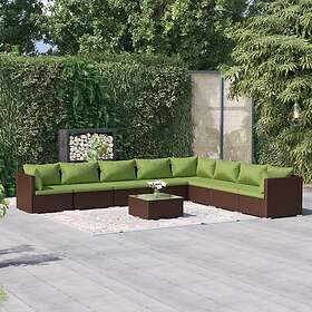 vidaXL Loungegrupp för trädgården med dynor 9 delar konstrotting brun 3101780
