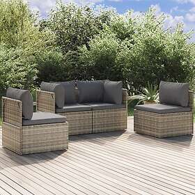 vidaXL Loungegrupp med dynor 4 delar konstrotting grå 3157371