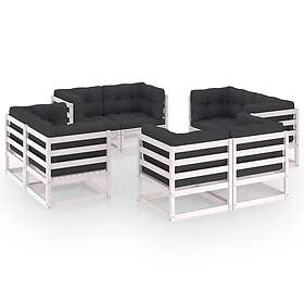 vidaXL Loungegrupp med dynor 8 delar massiv furu 3076335