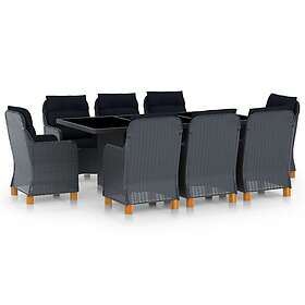 vidaXL Ensemble de salle à manger de jardin avec coussins 9 pièces Rotin artific