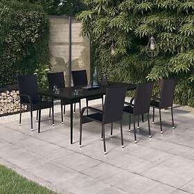 vidaXL Garden Dining Set 7 Pieces Black 3099399