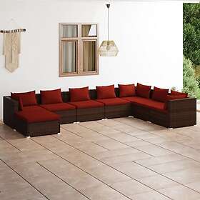 vidaXL Loungegrupp med dynor 8 delar konstrotting brun 3101859