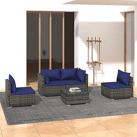 vidaXL Loungegrupp med dynor 5 delar konstrotting grå 3102182